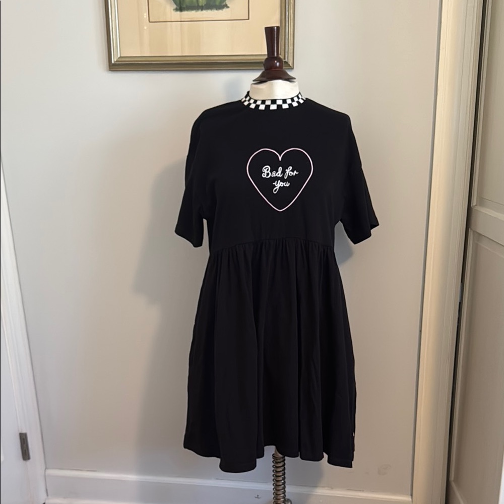 Black Lazy Oaf X Vans Dress Heart Design Bad For You Sz M